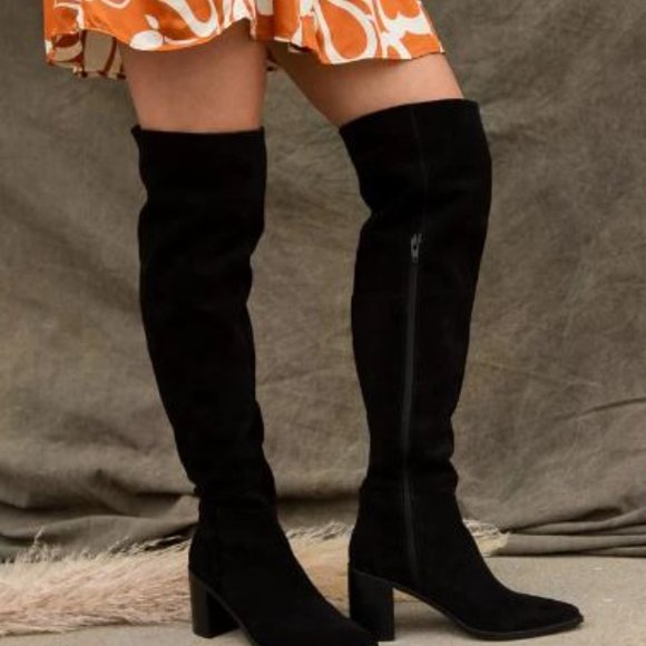 Seychelles Black Suede Over the Knee Boot size 10 New in Box Block Heel - Picture 3 of 15